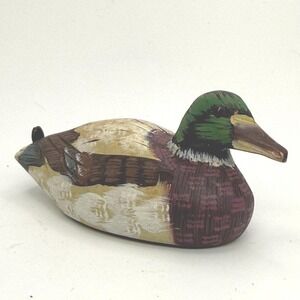 Unbranded Wooden Mallard Duck Figurine Unisex Small Multicolor Good Folk Art